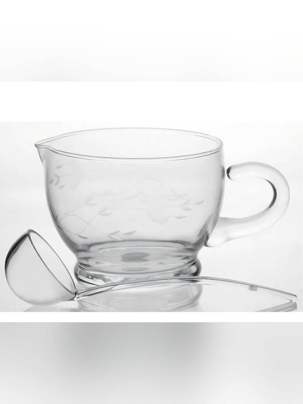 Clear Glass Gravy Pitcher with Handle